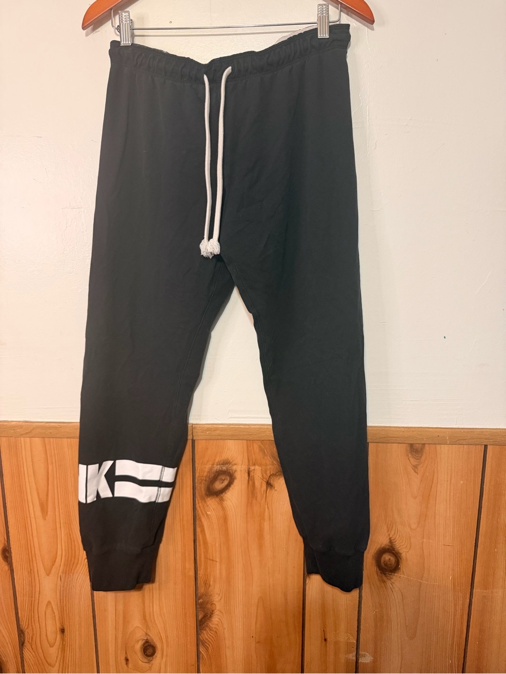 Victoria's Secret Black Joggers with White Drawstring and Hem Stripe